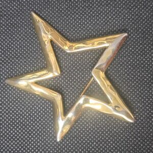 Carolee Vintage Gold Tone Open Star Brooch Pin Celestial Large Statement 2.75in